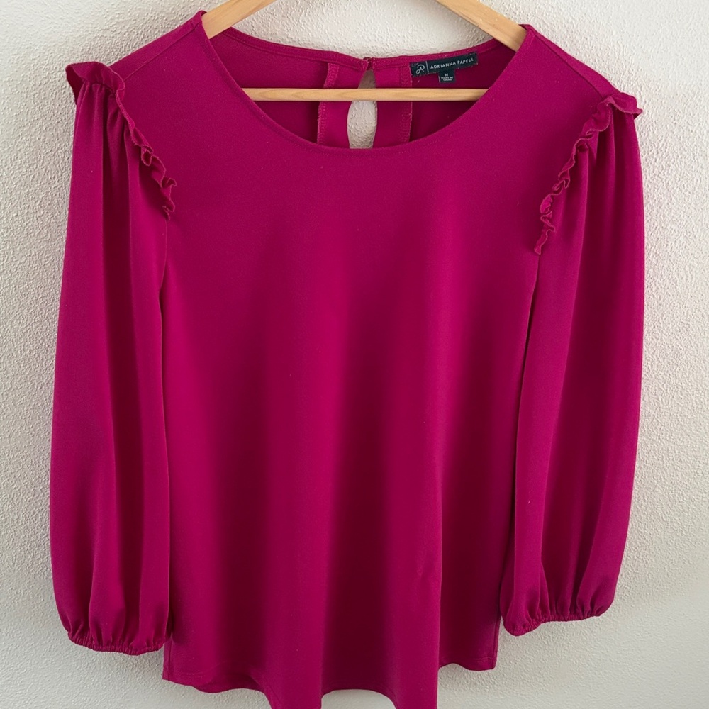 Adrianna Papell magenta blouse | size medium